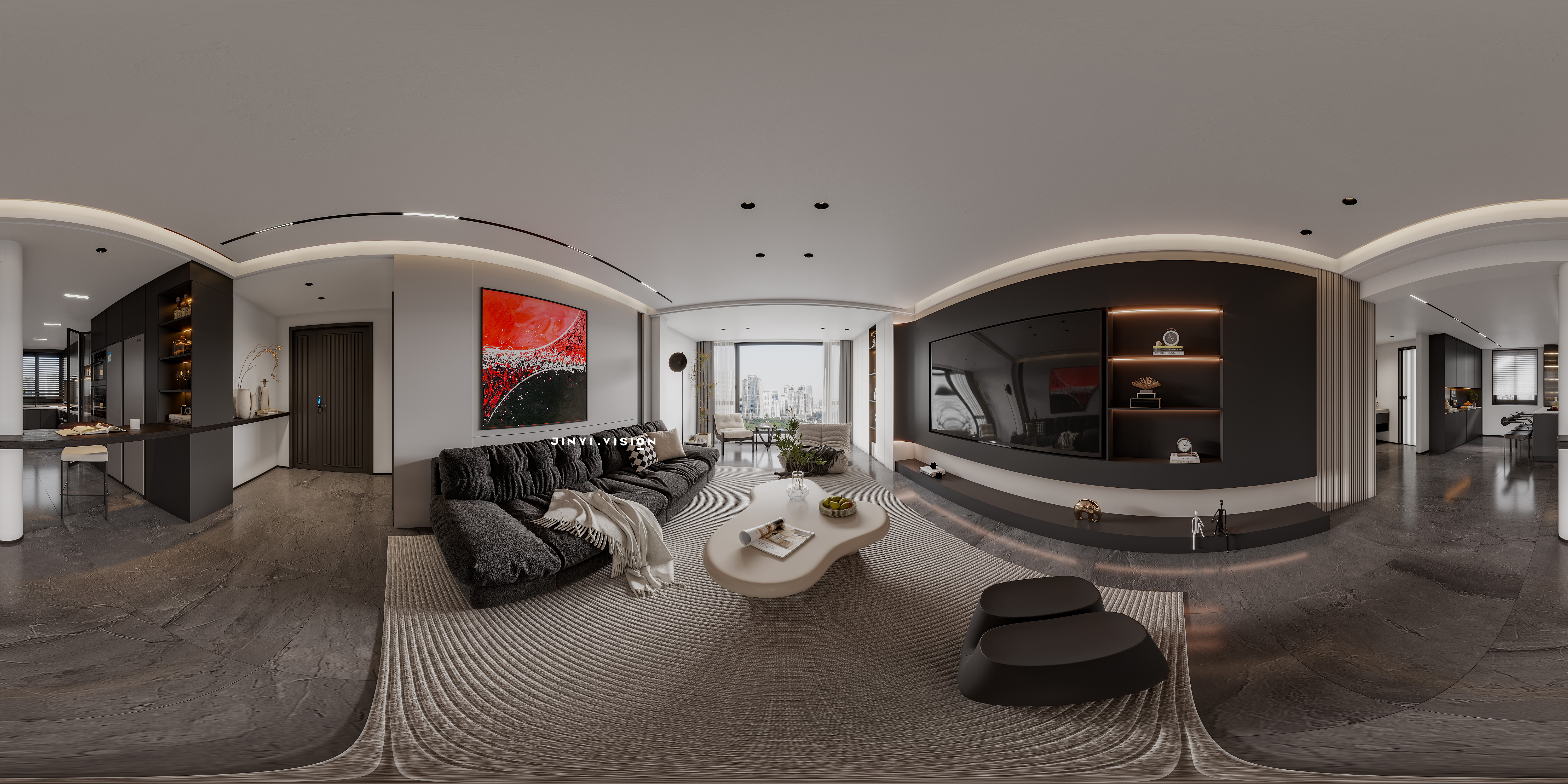 现代暗黑大平层-1