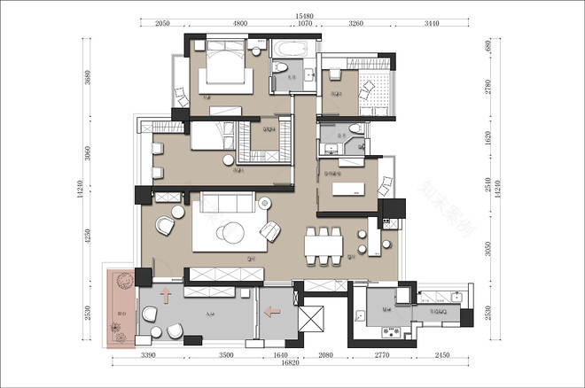 四居及以上140平米装修案例-17