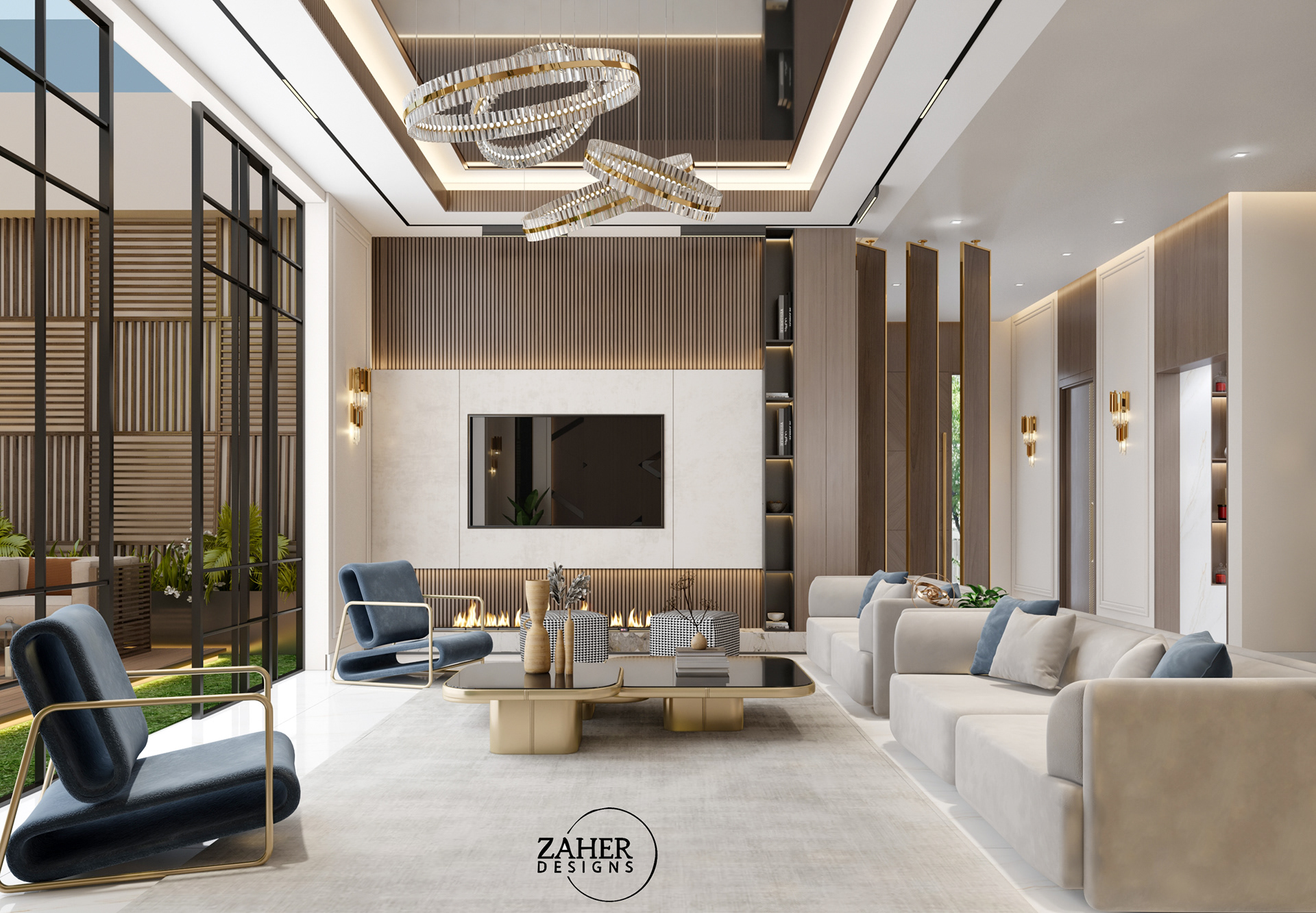 豪华客厅和餐厅设计丨沙特阿拉伯丨Zaher Design Studio-26