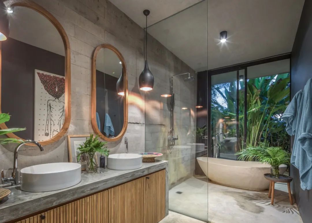 印度尼西亚 800㎡私密住宅,绿色景观中的混凝土盒子-16