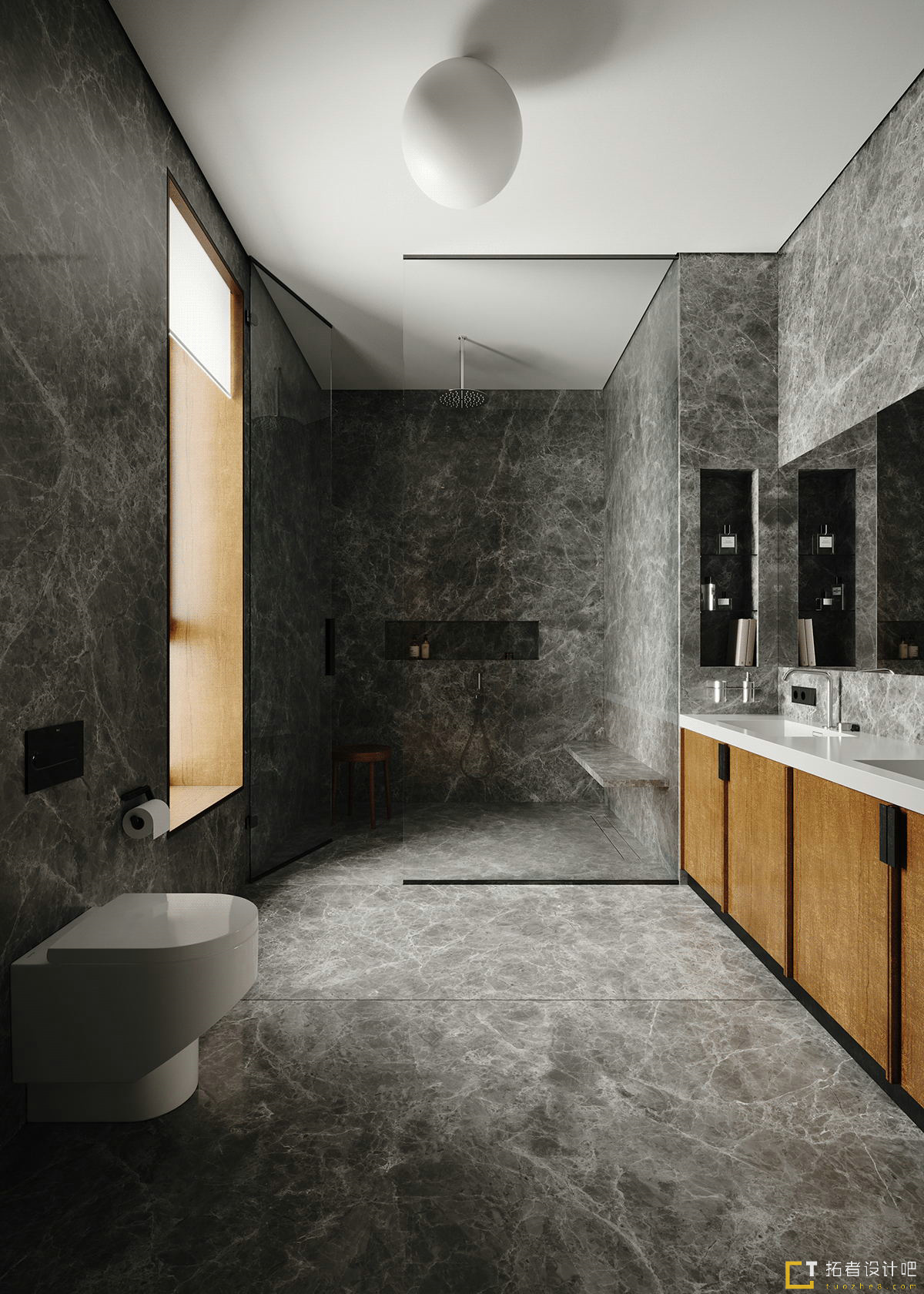 胡桃木+灰橙  意式质感空间设计！-25