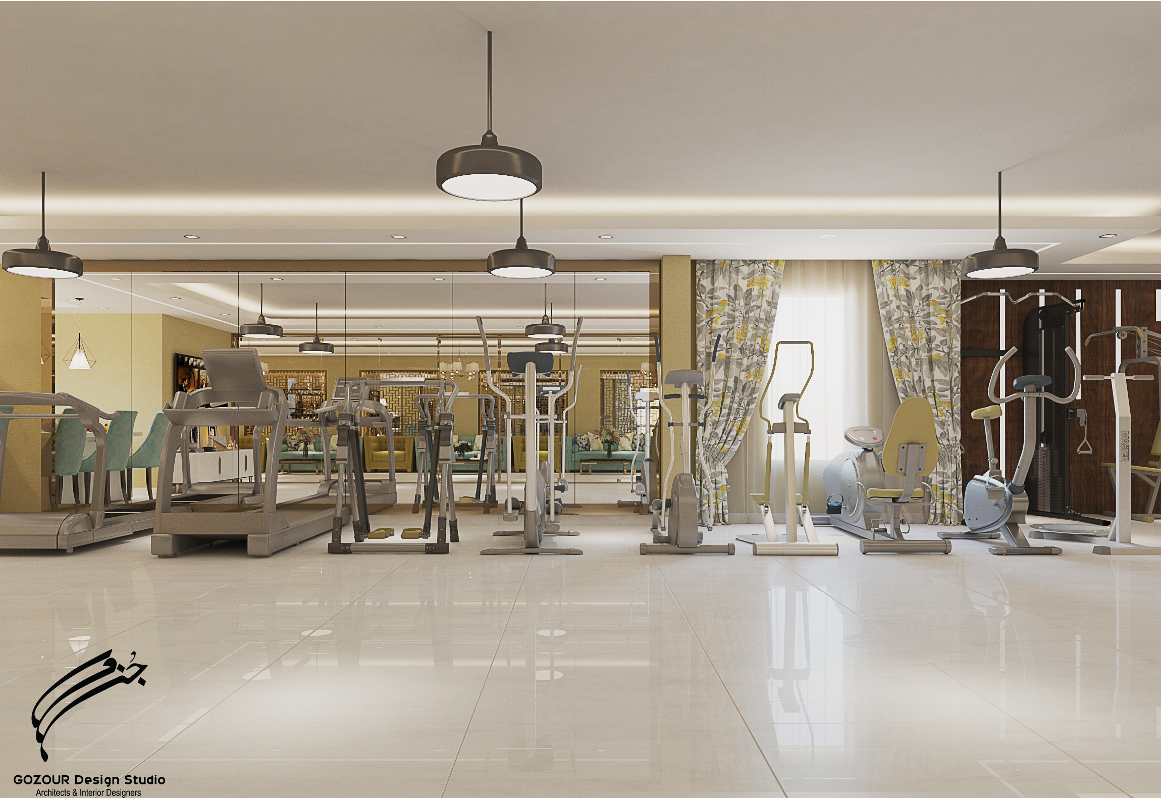 GYM &LIVING &OFFICE DESIGN AT VILLA IN QATAR ..-7