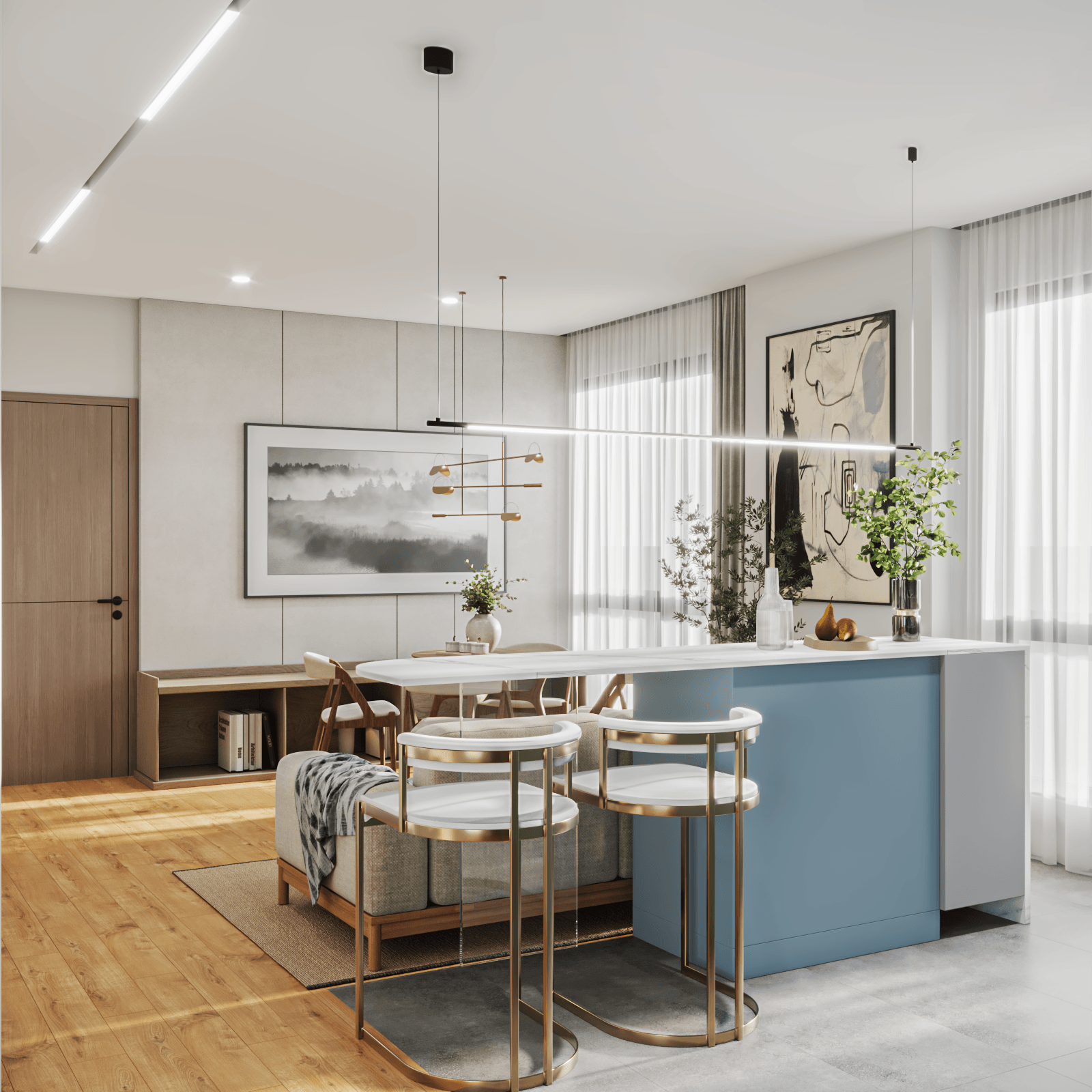 开放式厨房与客厅连厅设计 丨Elen Tsaturyan-8