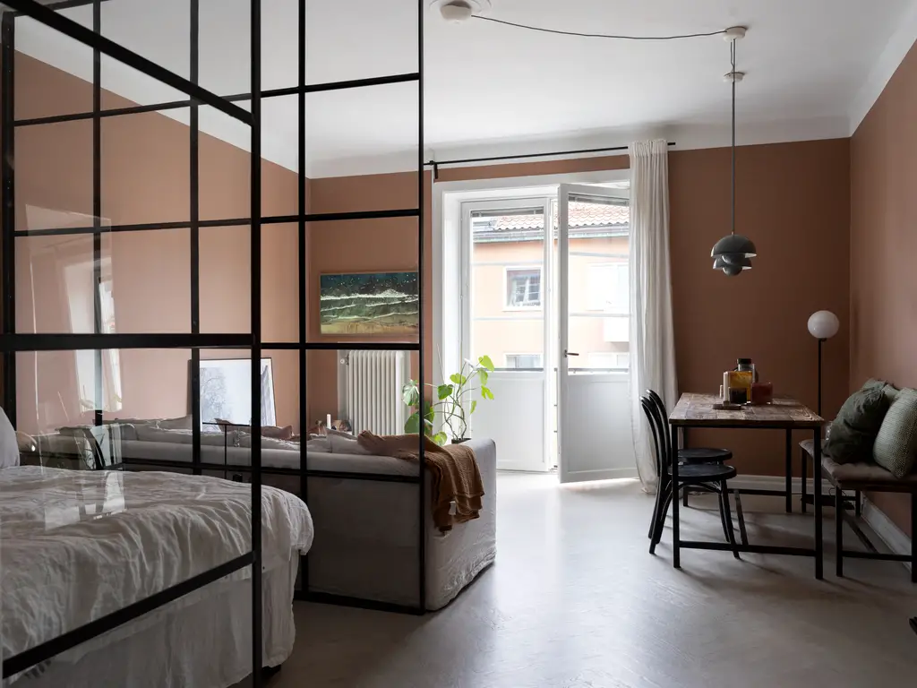 Un studio de 37m2 couleur terracotta et sa chambre vitrée-0
