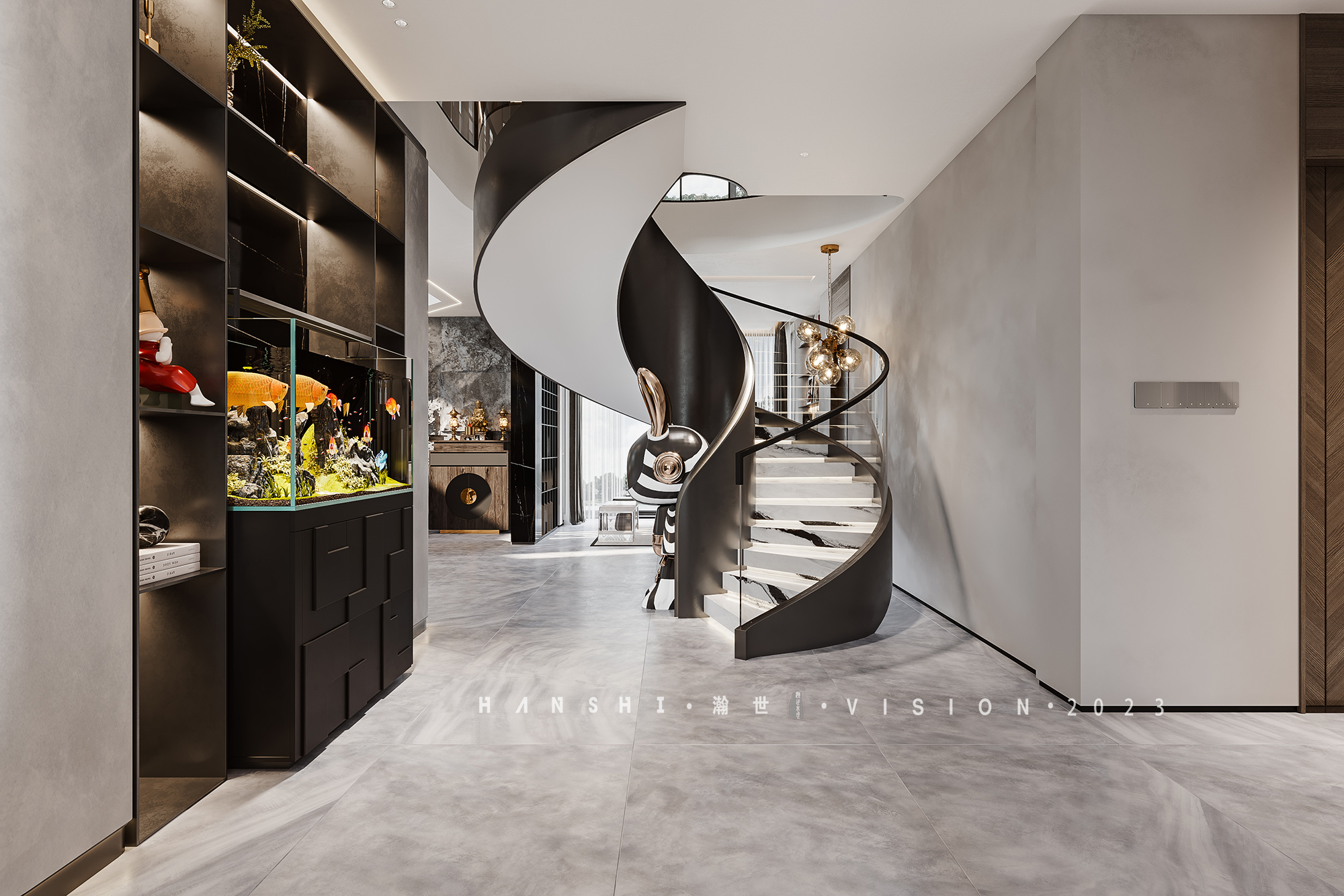 现代意式极简别墅一瀚世表现-12
