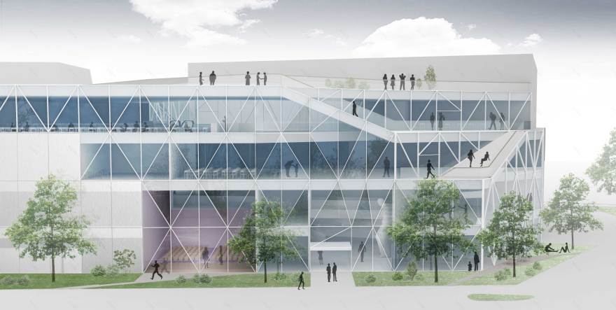 多功能大厅设计,融入城市景观,打造自然地形空间-12