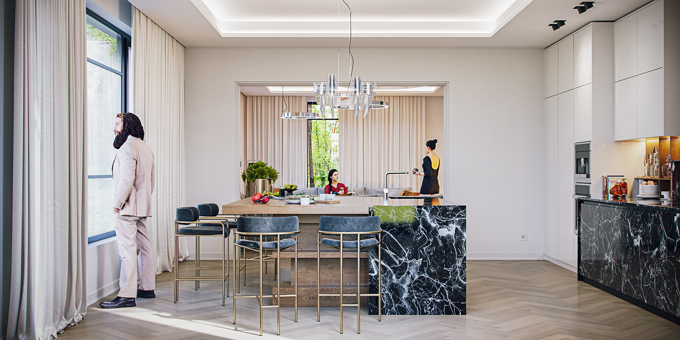 现代厨房客厅设计-11