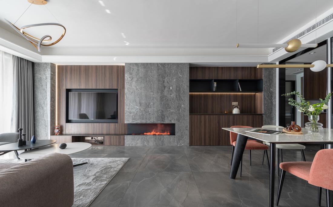 95 后高级风婚房,胡桃木与大理石的完美融合-6