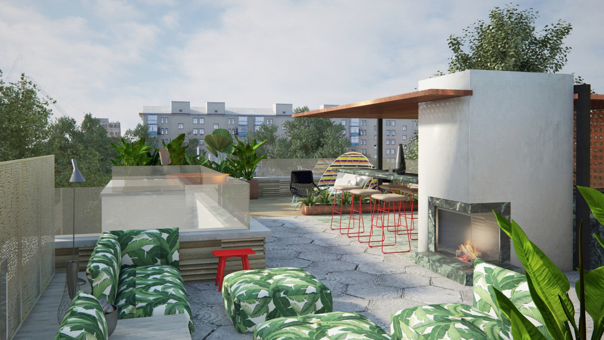 维也纳别墅屋顶露台设计 | 酒吧、烧烤与浴缸的完美结合-2