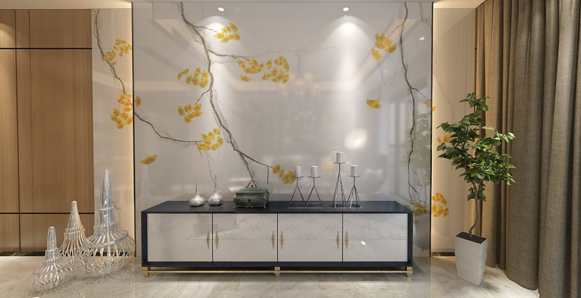 《金风玉露》现代主义全石定制,新中式客厅的火金之舞-6