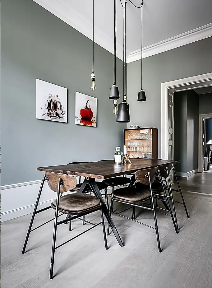 瑞典古典公寓的复古工业蓝灰色设计-2