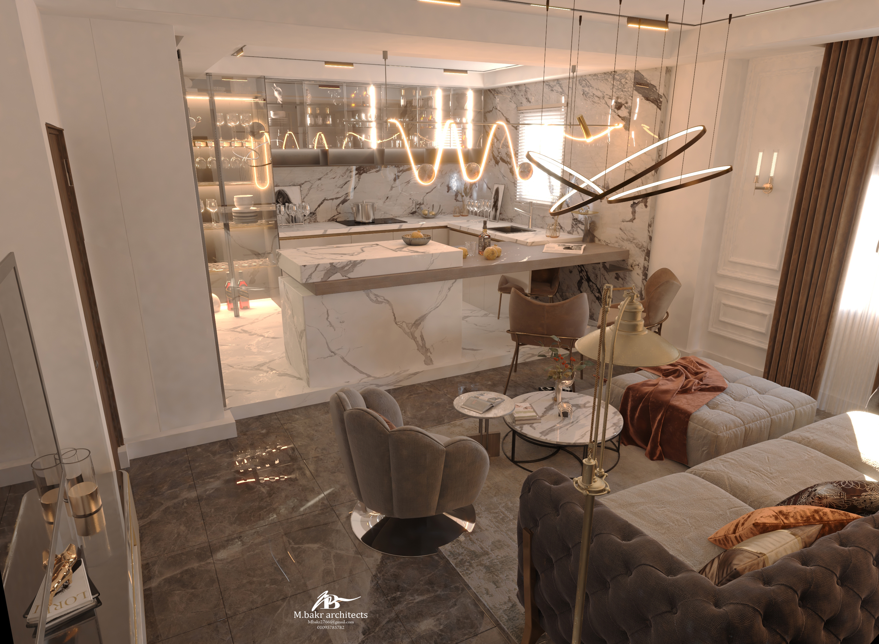 客厅室内设计丨mohamed bakr Architects-0