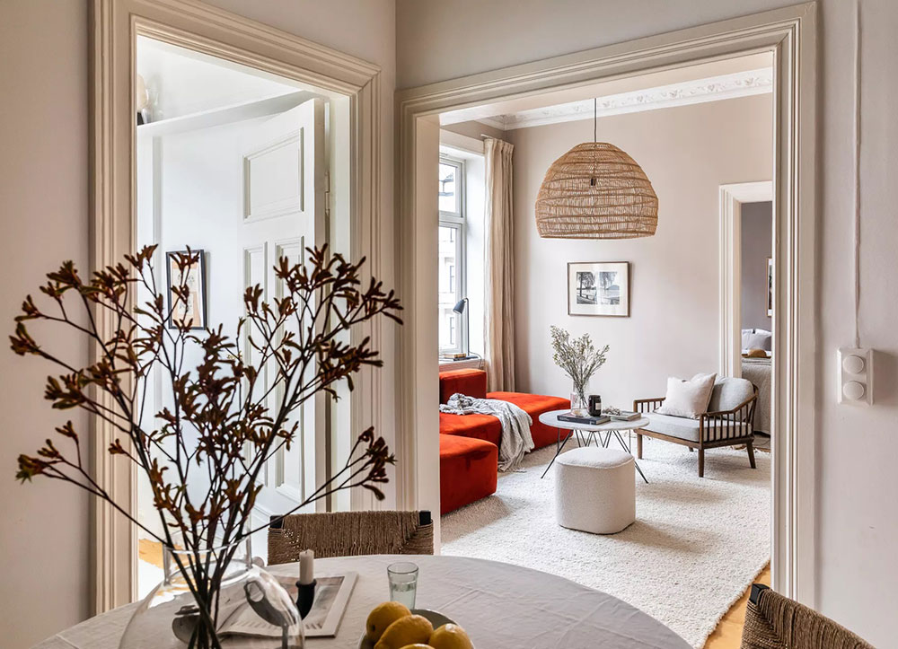 挪威首都时尚公寓,红色沙发成为点睛之笔-5