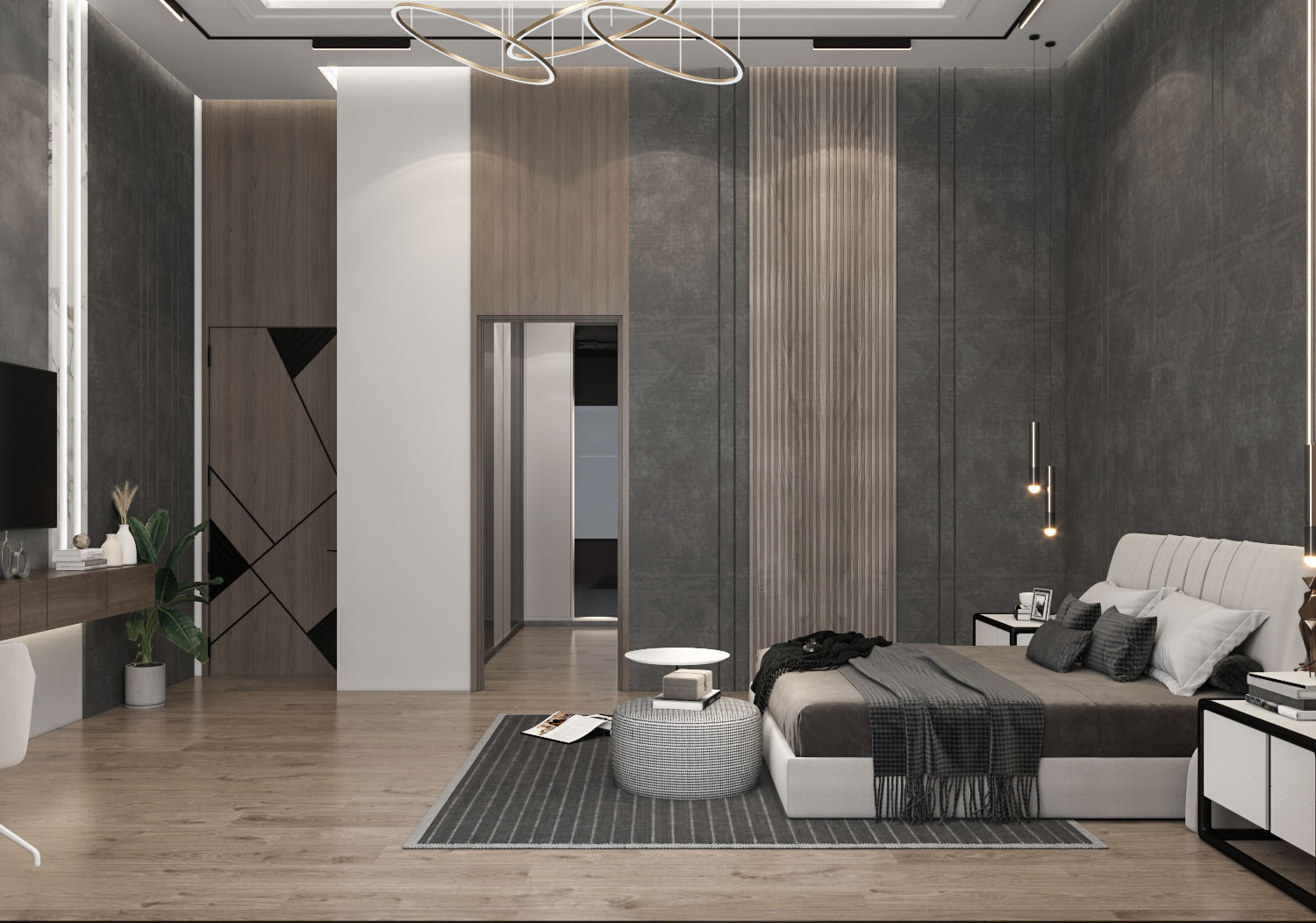 现代主卧室丨Castle construction office-8