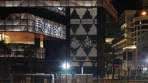 梦幻浮城 · 新加坡国家美术馆中庭的照明艺术丨Nipek-34