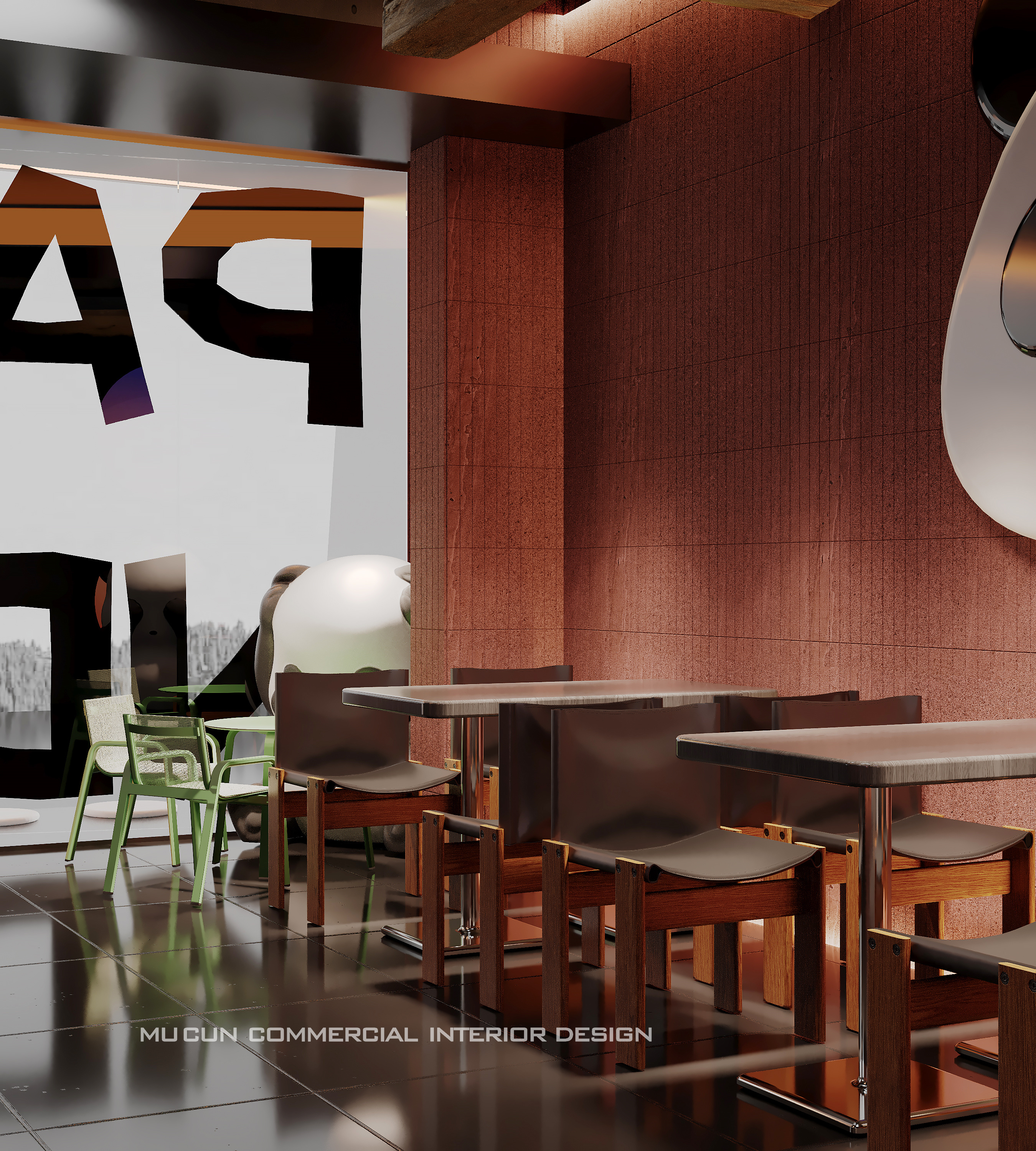 熊猫主题餐厅未来金属质感多种功能交替-12