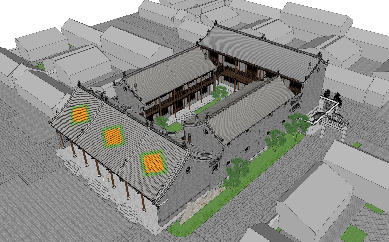 举人祠祠堂SU模型-1