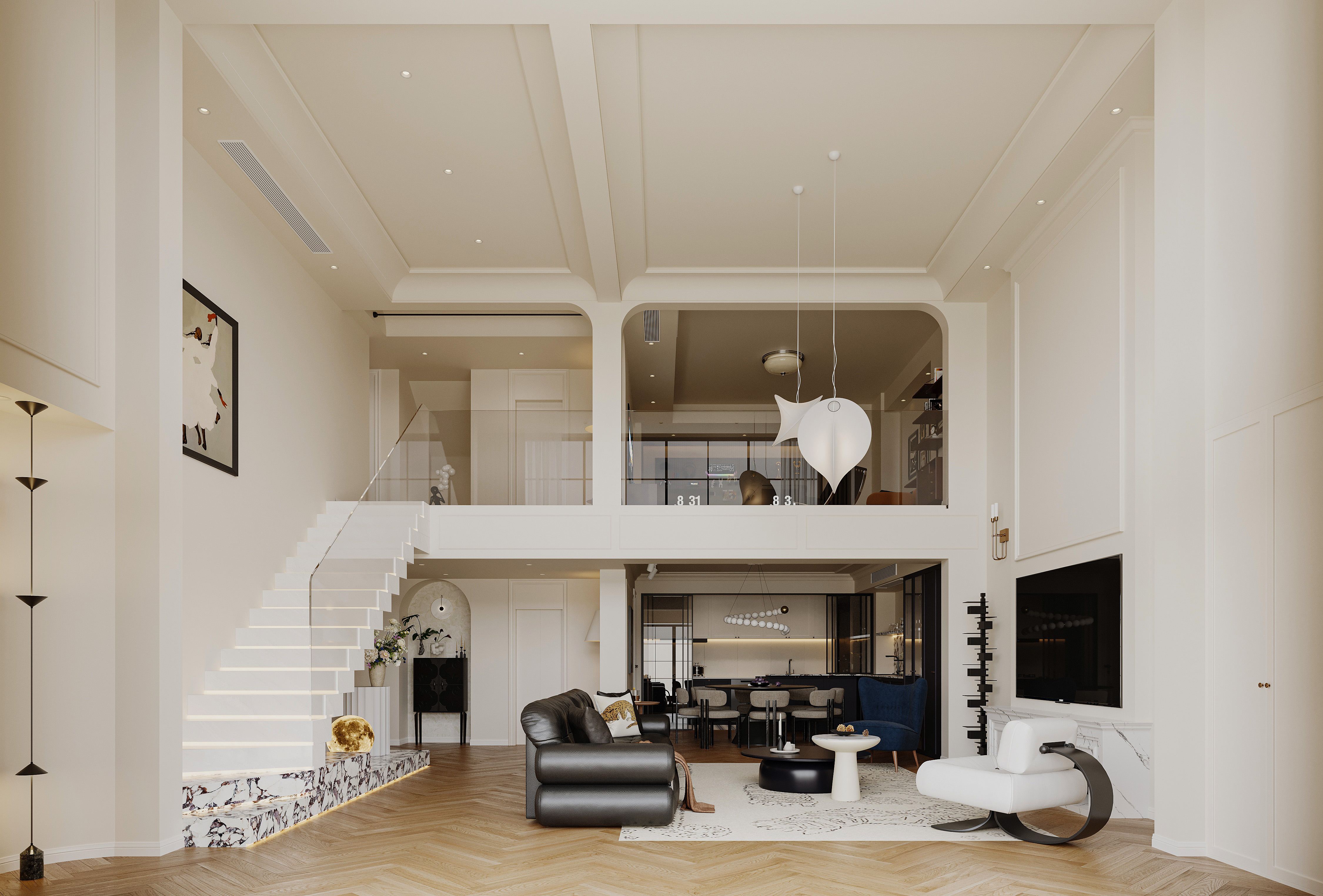 法式挑空别墅-2