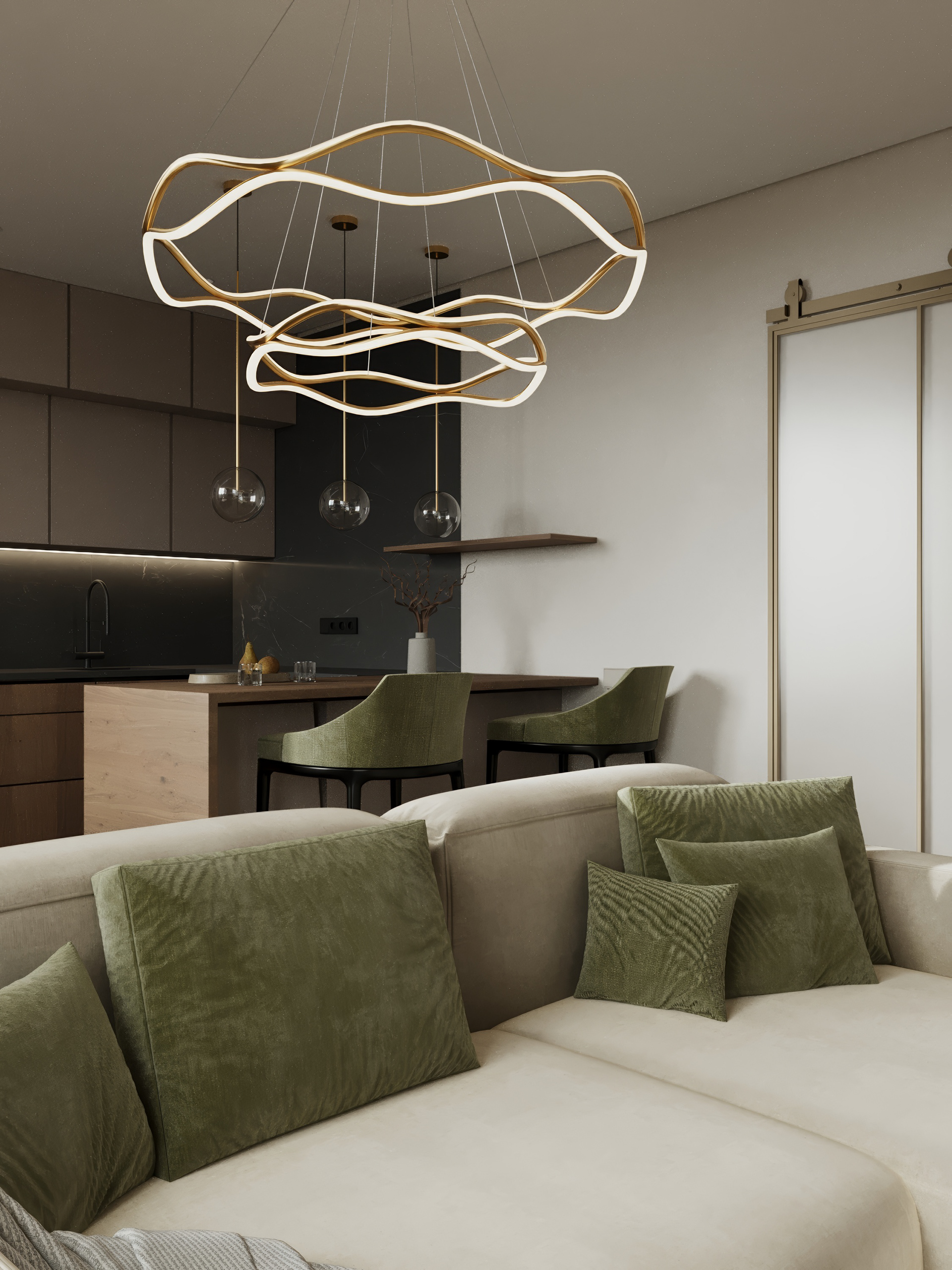 出租公寓的厨房  客厅设计丨俄罗斯莫斯科-7