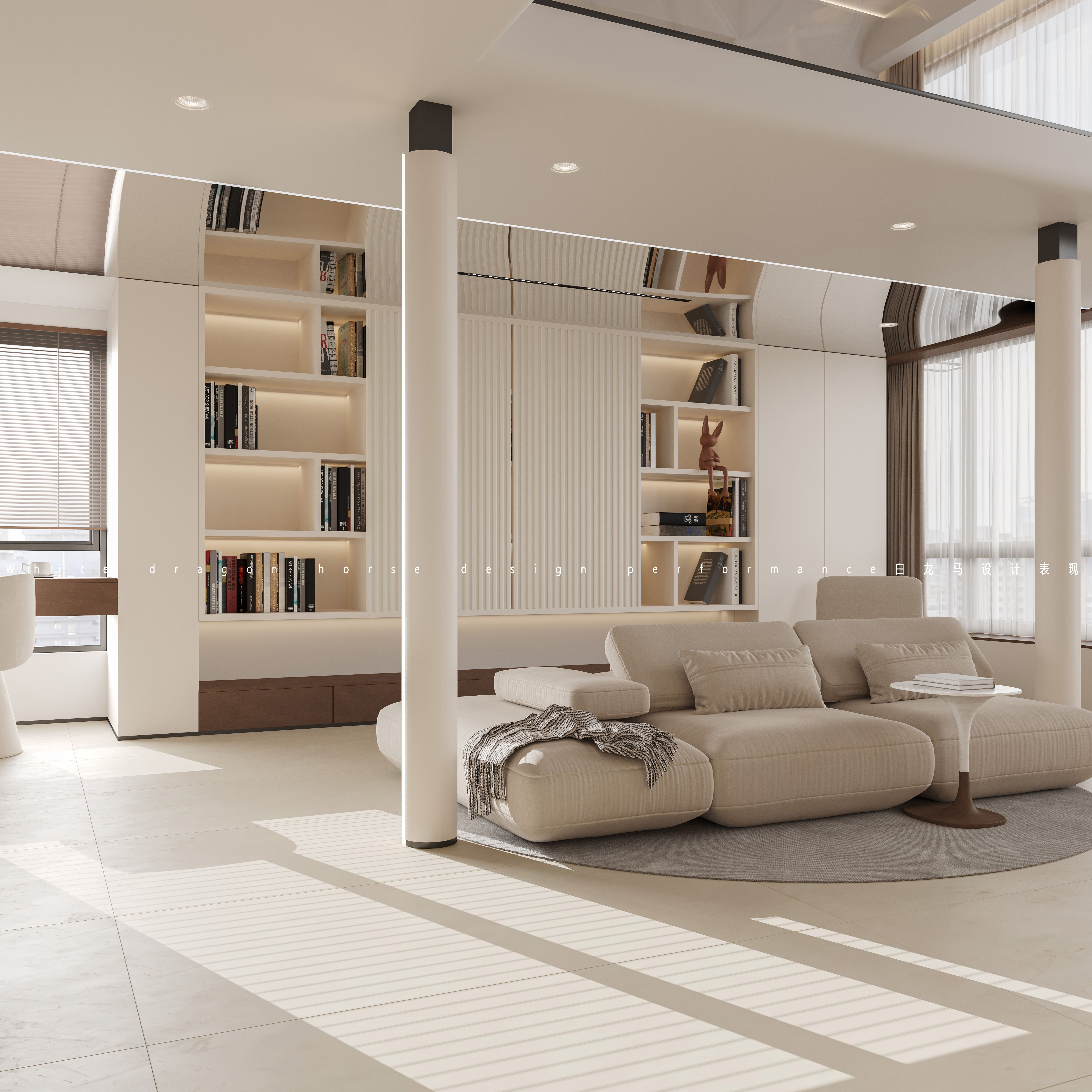 挑空别墅奶油风-1