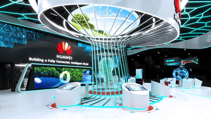 华为智能世界主题展览展位设计-11