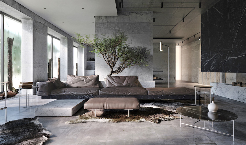 摩尔多瓦 175㎡灰黑石纹风 LOFT 公寓设计-0