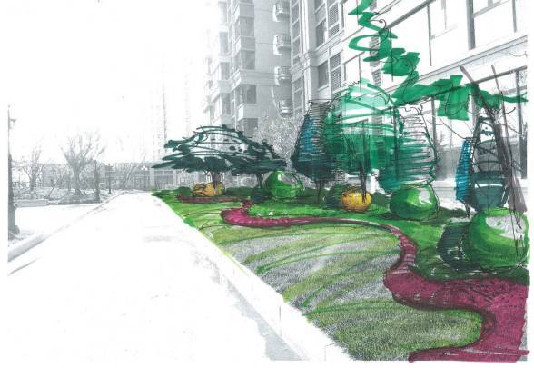 绿化设计中的地被放线手法与植物配置-101