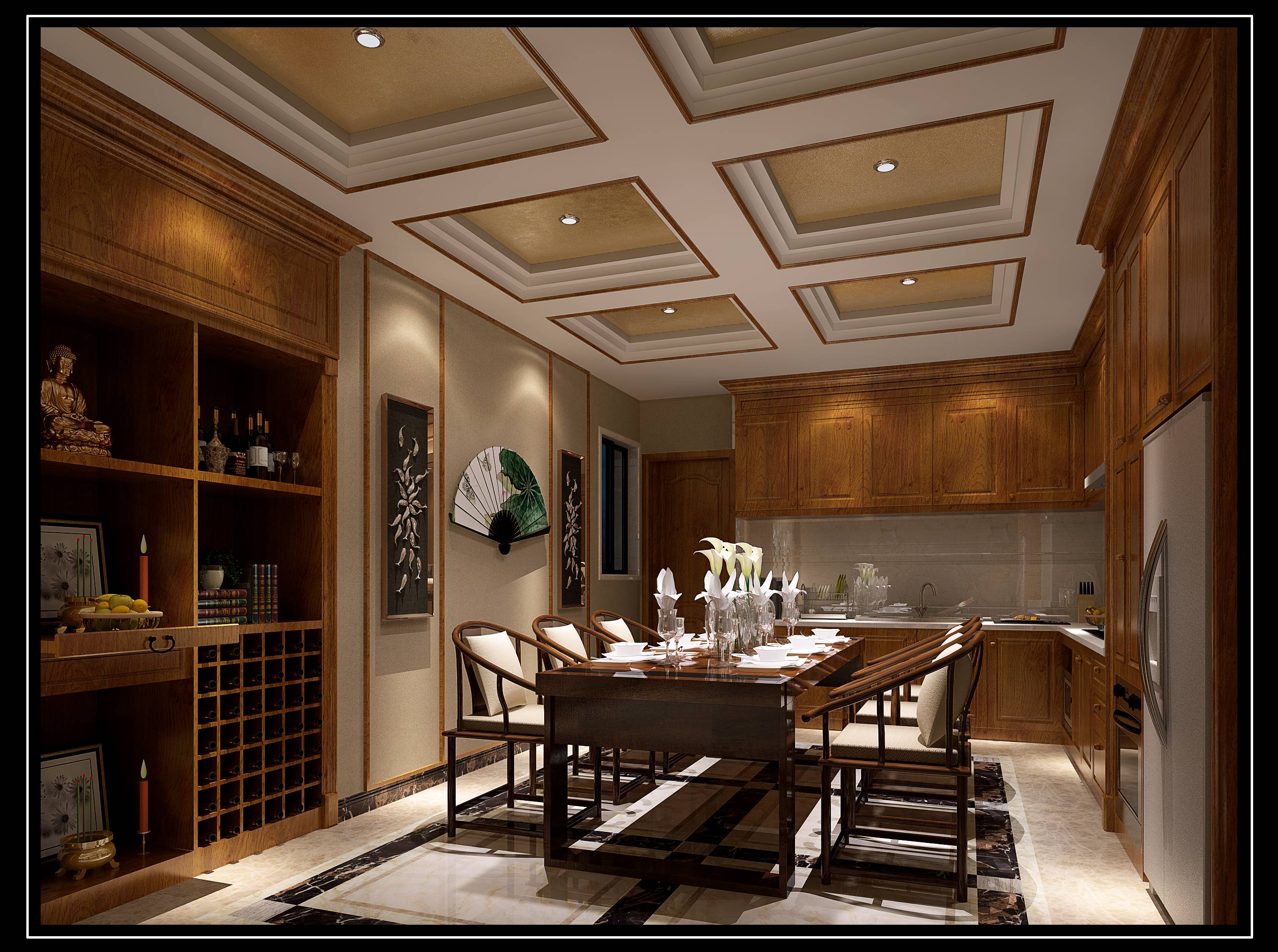 新中式 中式古典 奢华家装别墅样板房-16-4