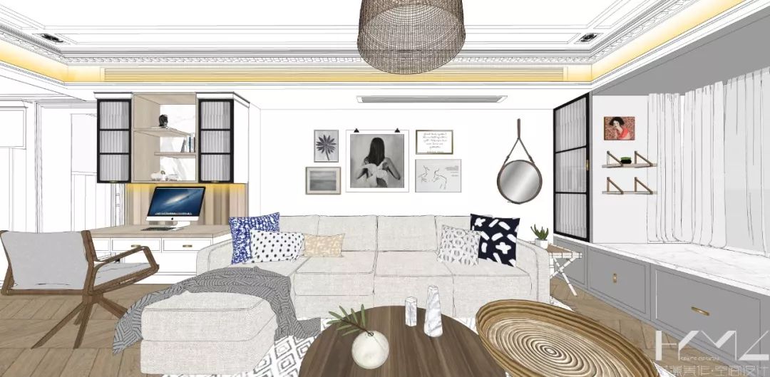 南京 124㎡现代美式混搭家居，开放式厨房、飘窗改造亮点多-38