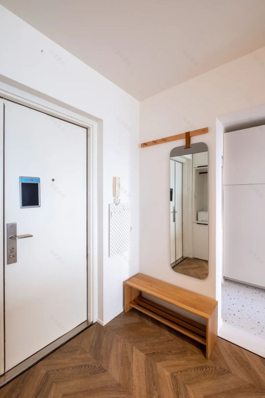 有爱之家 | 鱼骨拼地板++ 弧形外墙,100㎡住一狗二猫三人-20