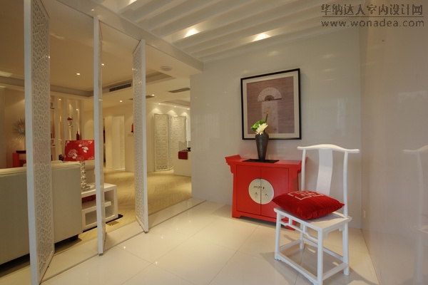 心怡·紫晶城A户型 新中式样板房 红与白-9