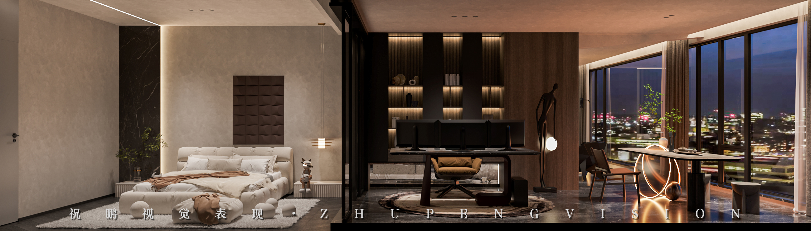 大平层家装效果图丨武汉祝鹏视觉表现-11