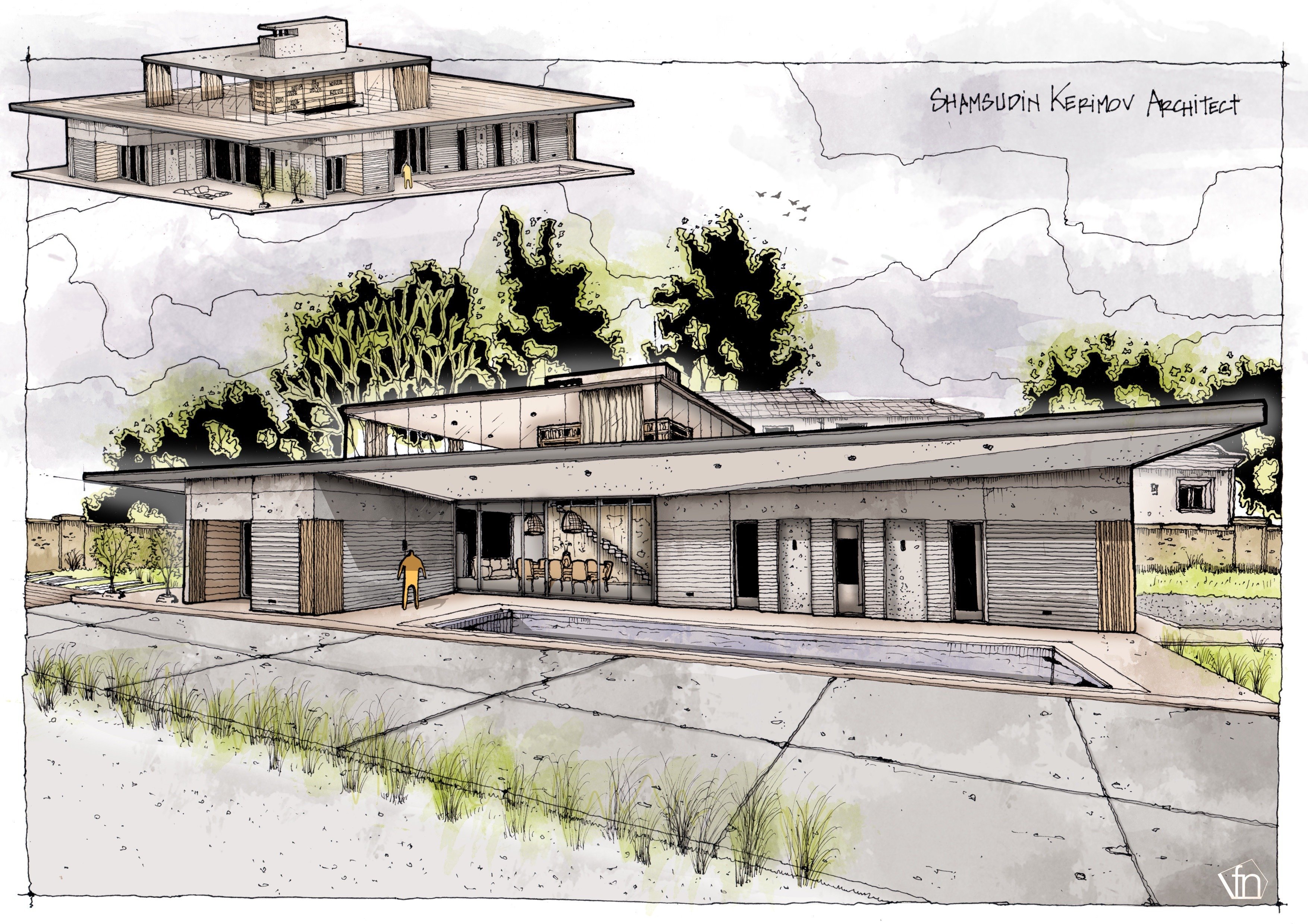 河畔家庭别墅，室内外空间交融-14