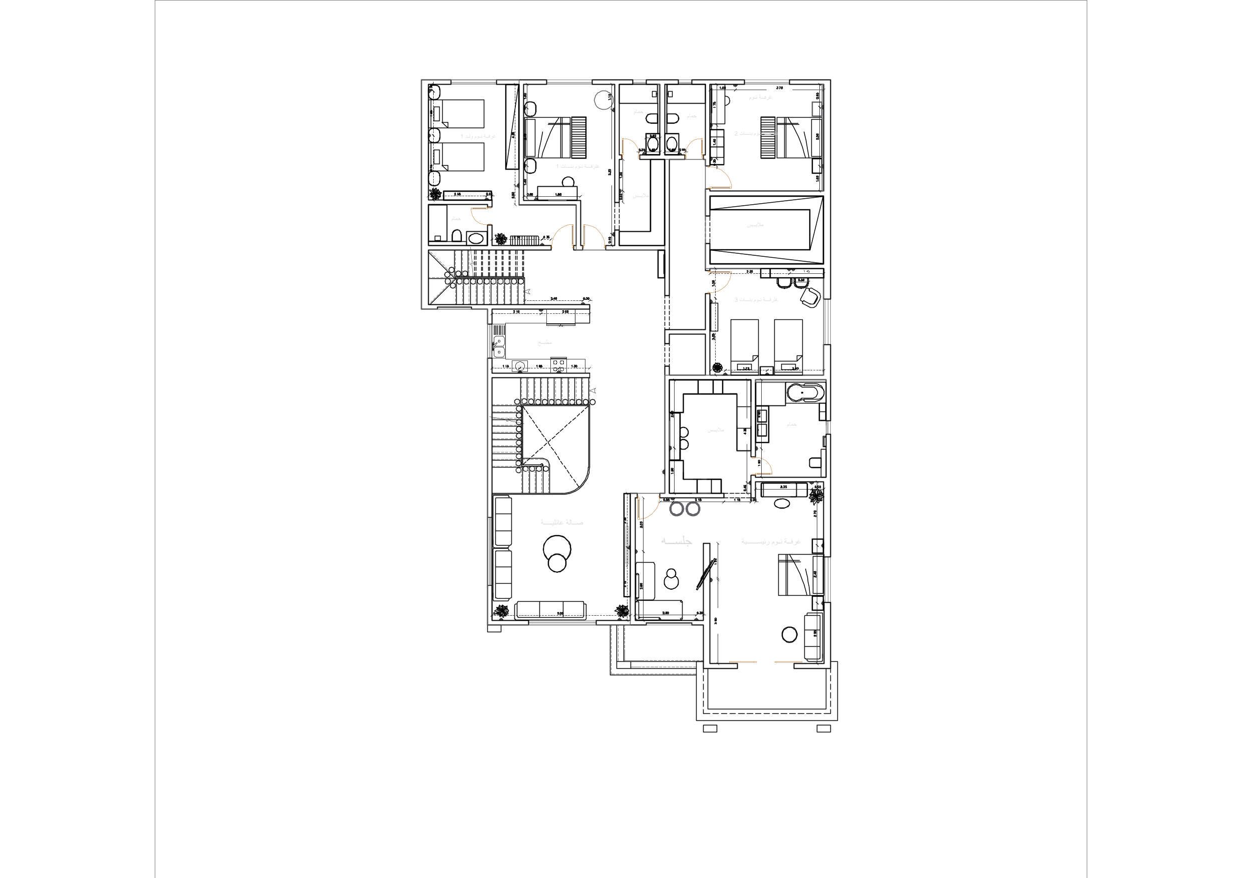 مشروع تصميم داخلي فيلا مع الرسومات التنفيذديه-4