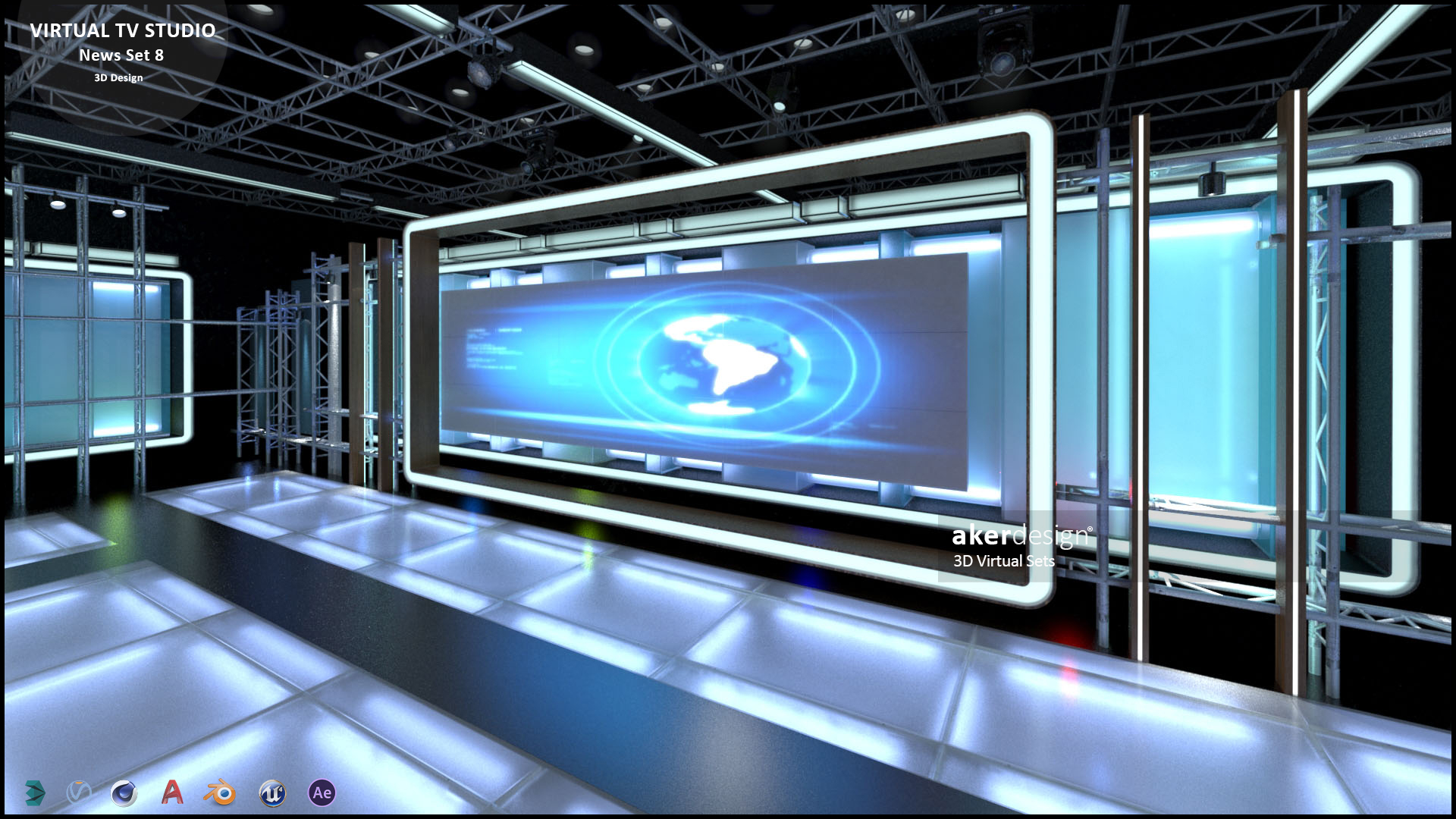 虚拟电视演播室新闻布景 8-17