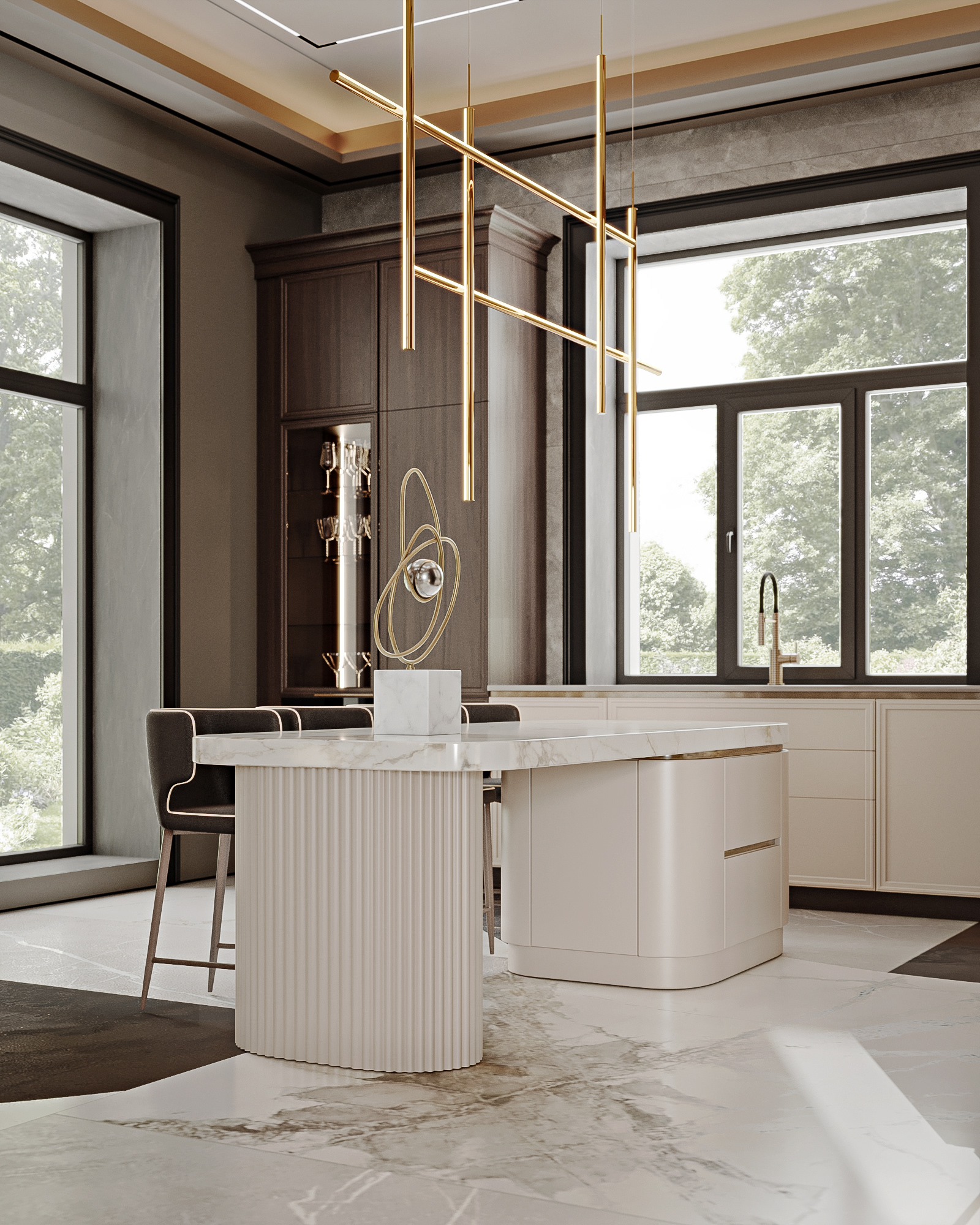 Modern living space with bronze details-2