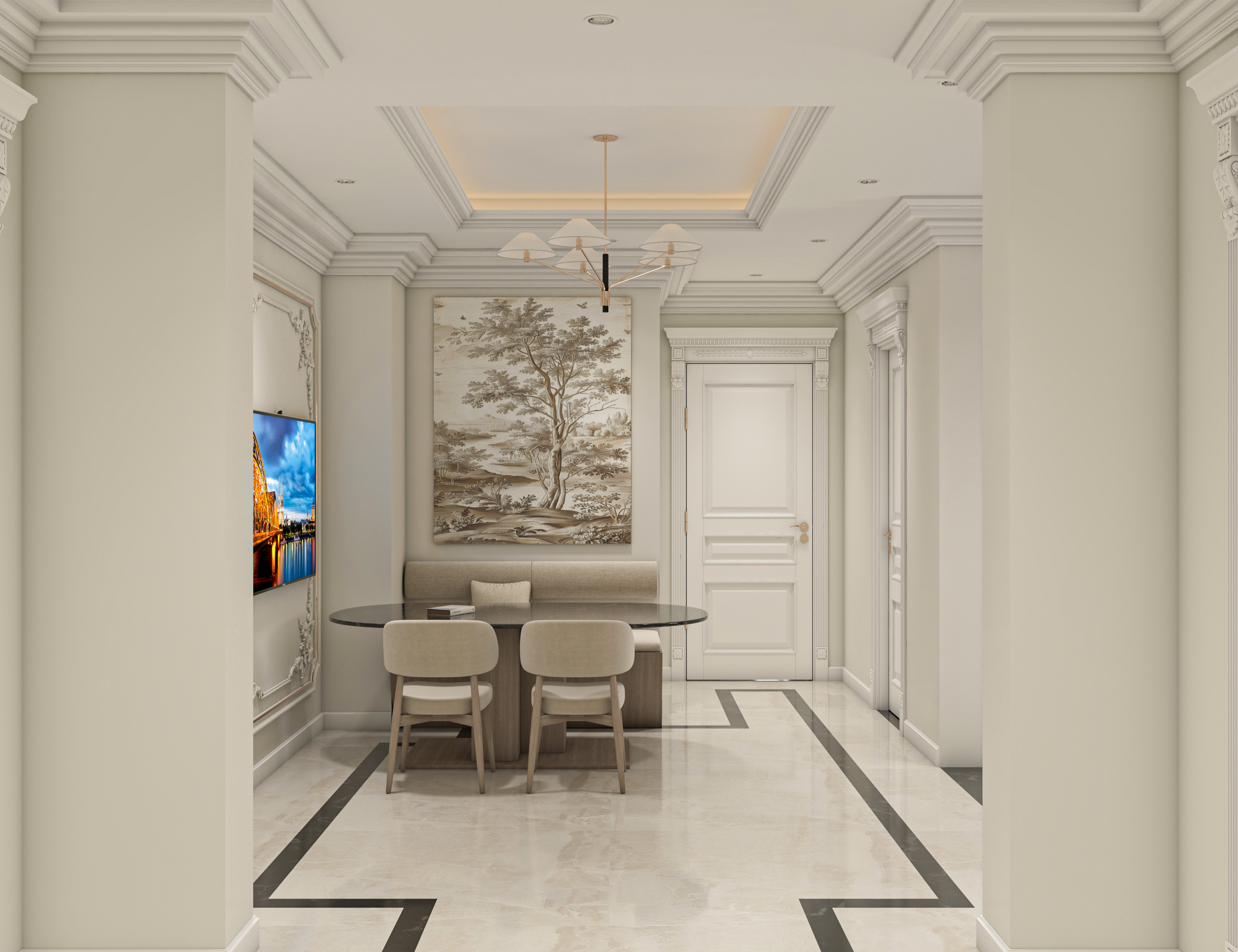 New Classic Living With Open Kitchen-11