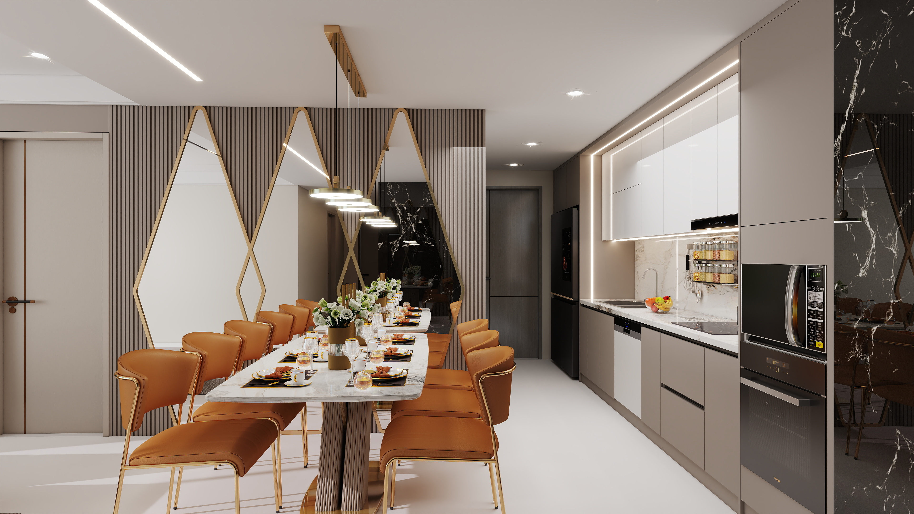 Small Kitchen , Living room , dining table, TV unit-5