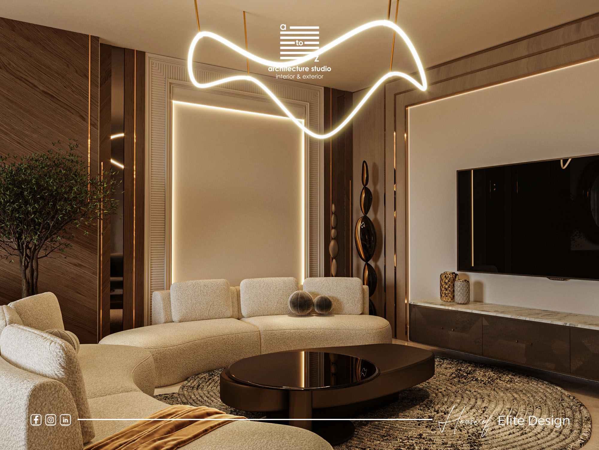 你提供的Lu·ury可能有误，推测正确的词是Luxury ，那么Luxury Modern Reception的翻译是奢华现代接待处 丨EgyptCairo丨A2Z Architects-12