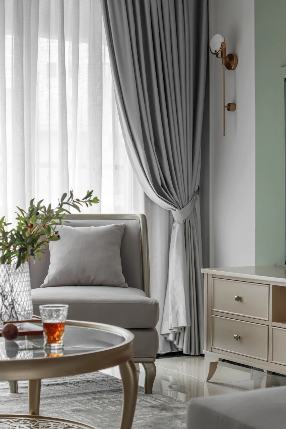 高级灰、牛油果绿、香槟粉，复古与现代并存的浪漫空间 | 宏福樘设计-14