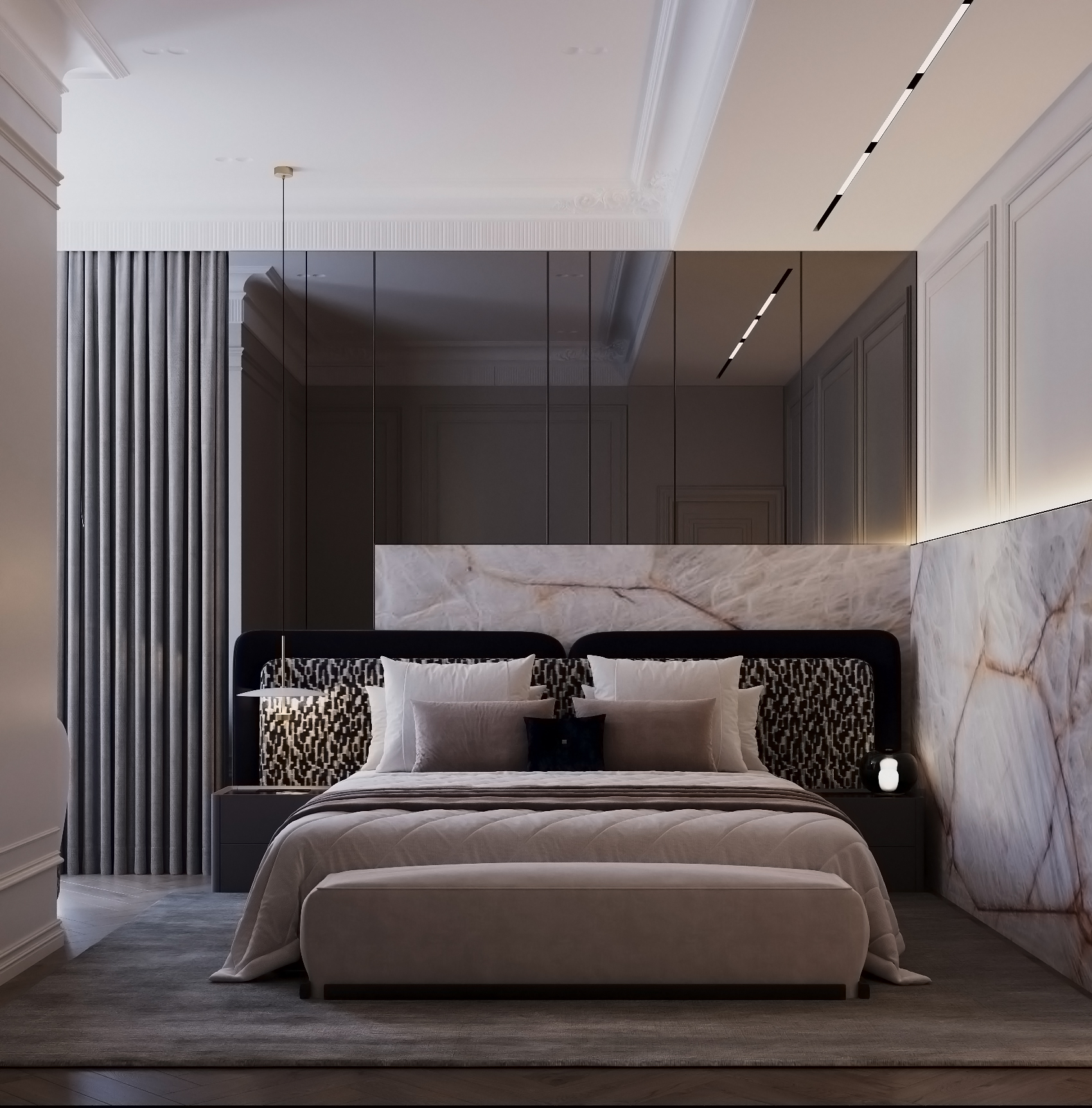 Neoclassical master bedroom-1