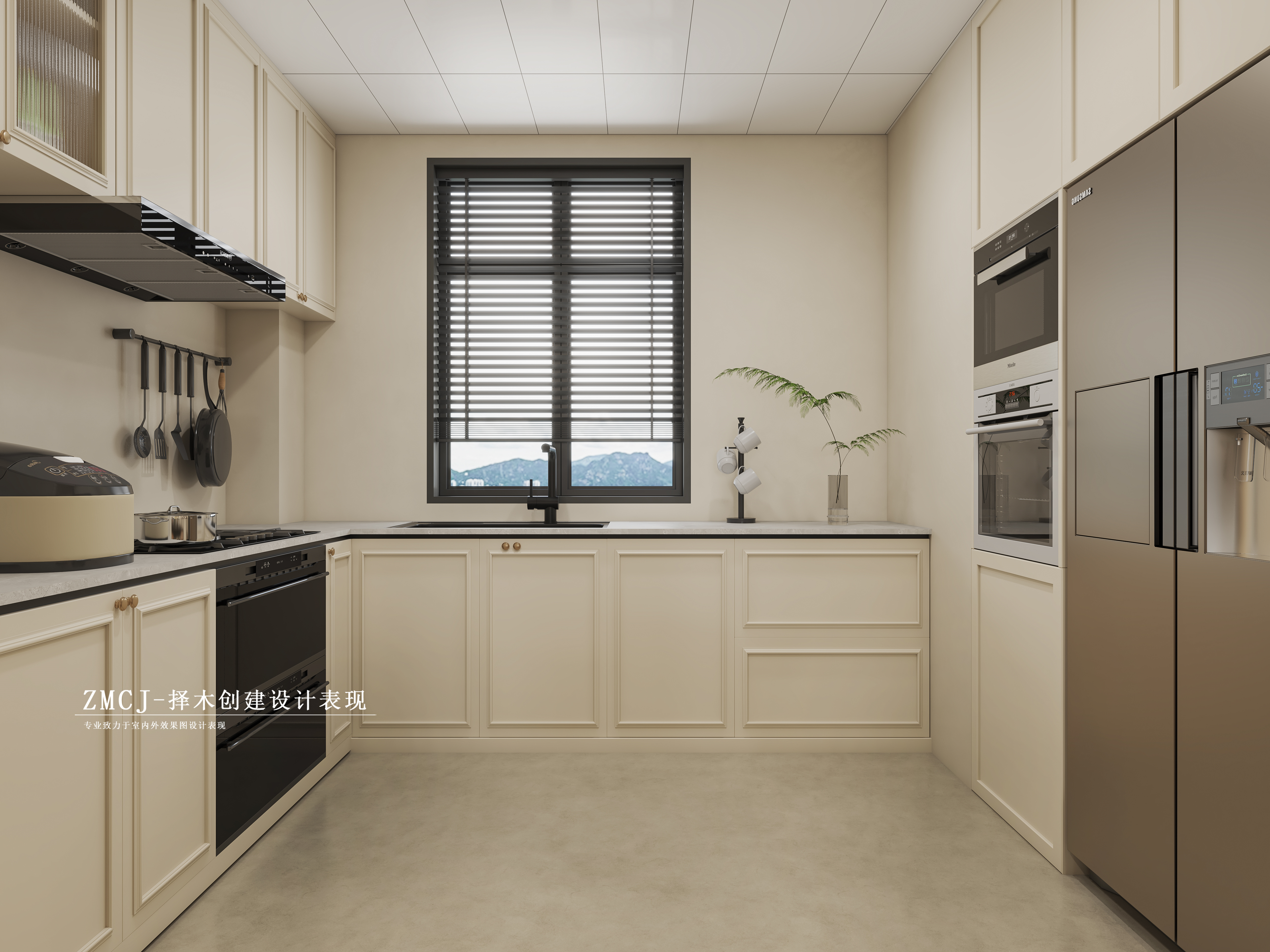 家装-法式客餐厅书房-1