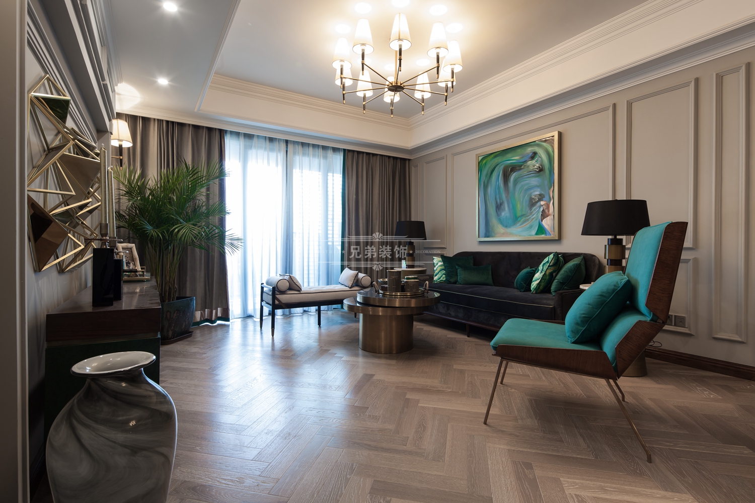 龙湖春森彼岸 150 平现代摩登美式装修设计-7