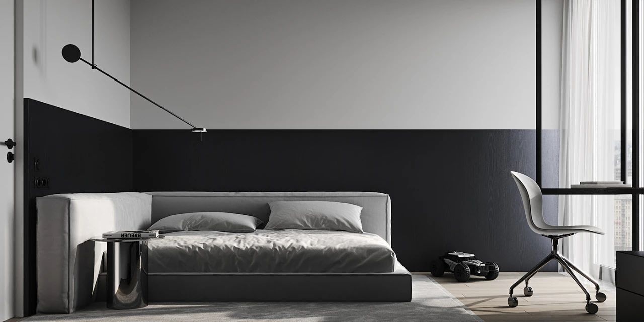 基辅黑白灰禁欲系家居,Anastasiia Reznichenko 现代设计典范-19