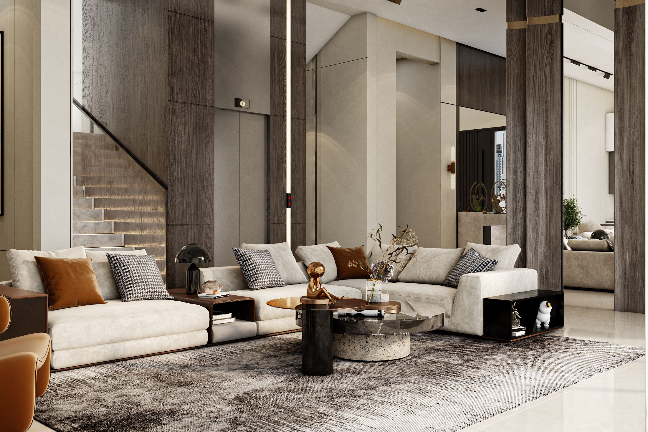 接待区与开放式厨房设计丨沙特阿拉伯丨Valley Concept Designs-7