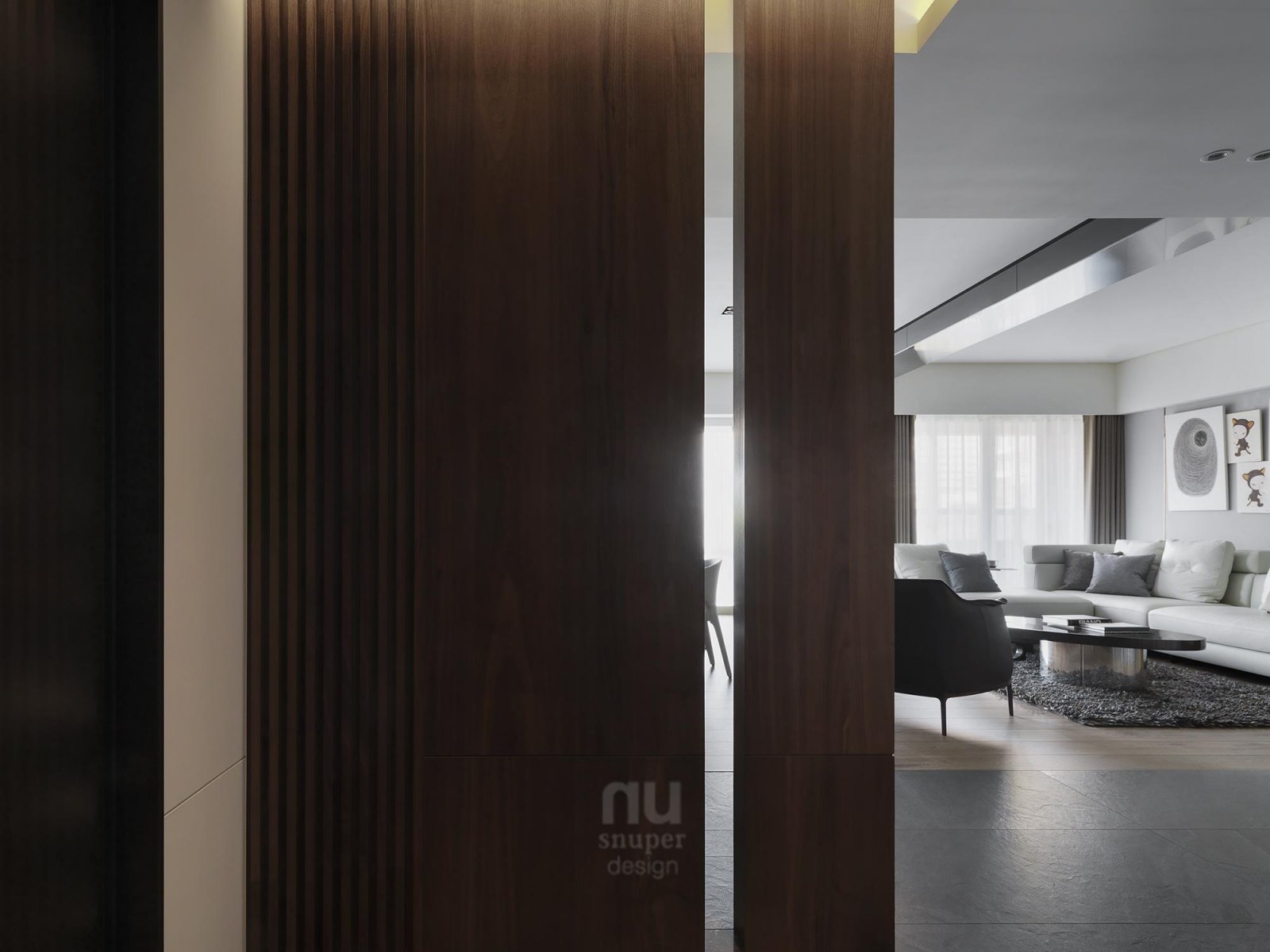 原味生活，书墙为背景的现代住宅设计-11