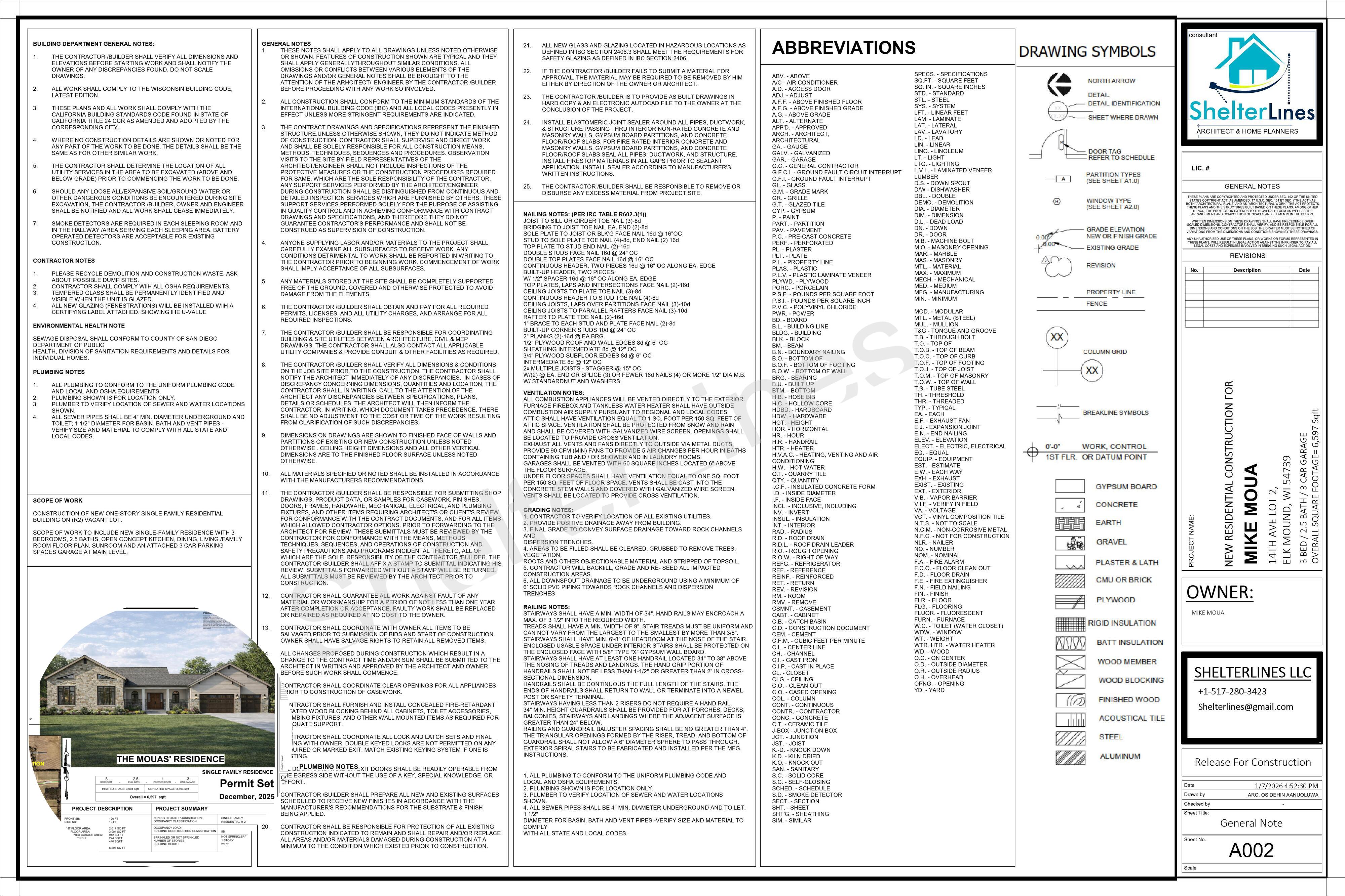 PERMIT PLAN FOR 6,500 SQFT CUSTOM HOME, ELK MOUND, WI-2