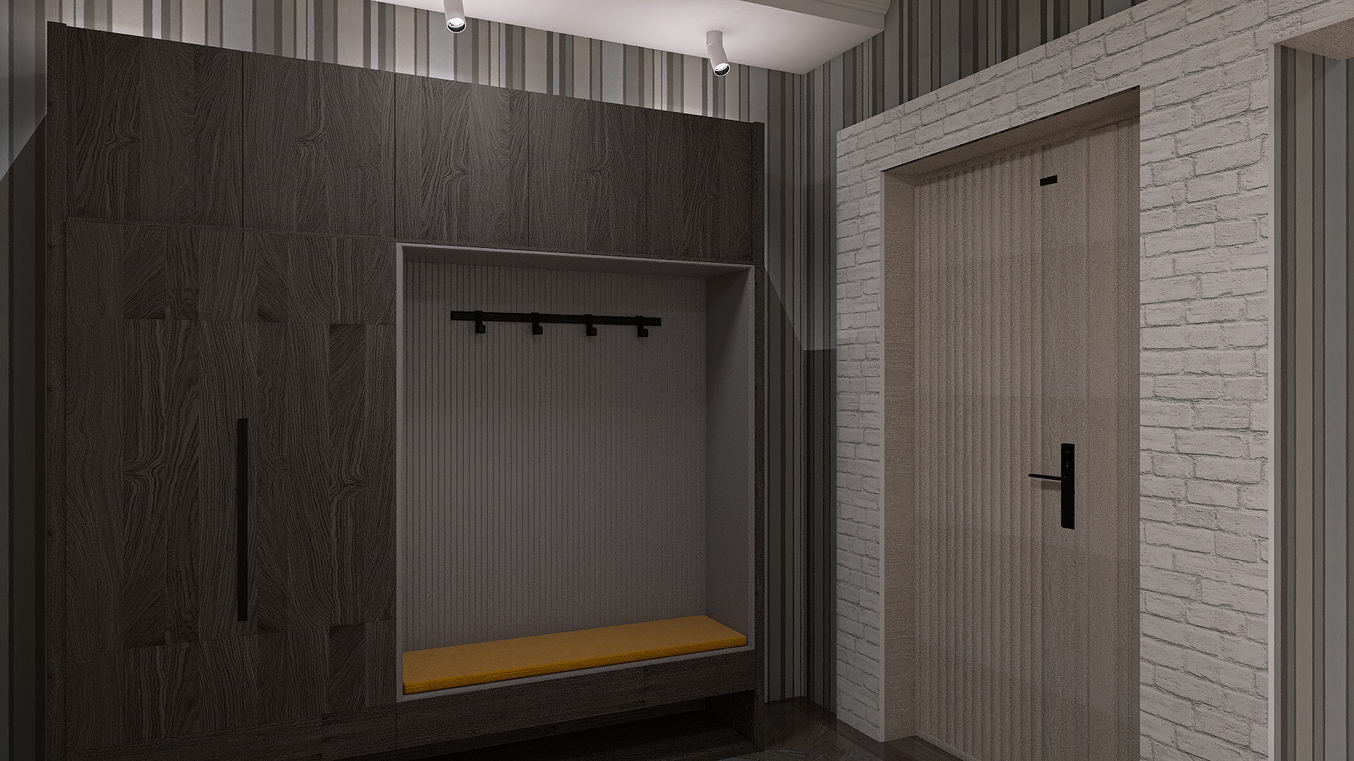 3D visualization of the hallway interior:-4