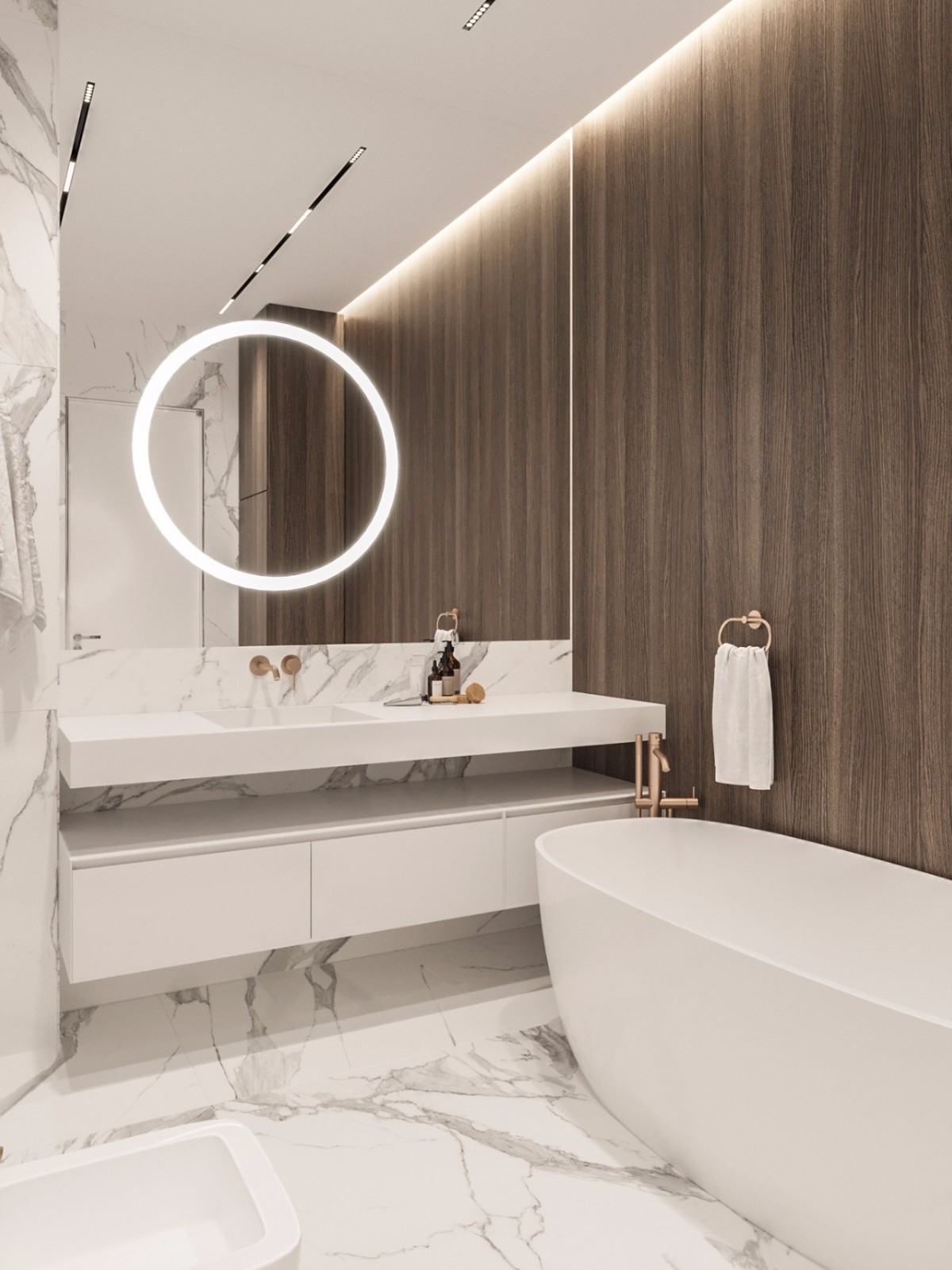 莫斯科 120㎡现代简约公寓，木材与大理石的优雅融合-23