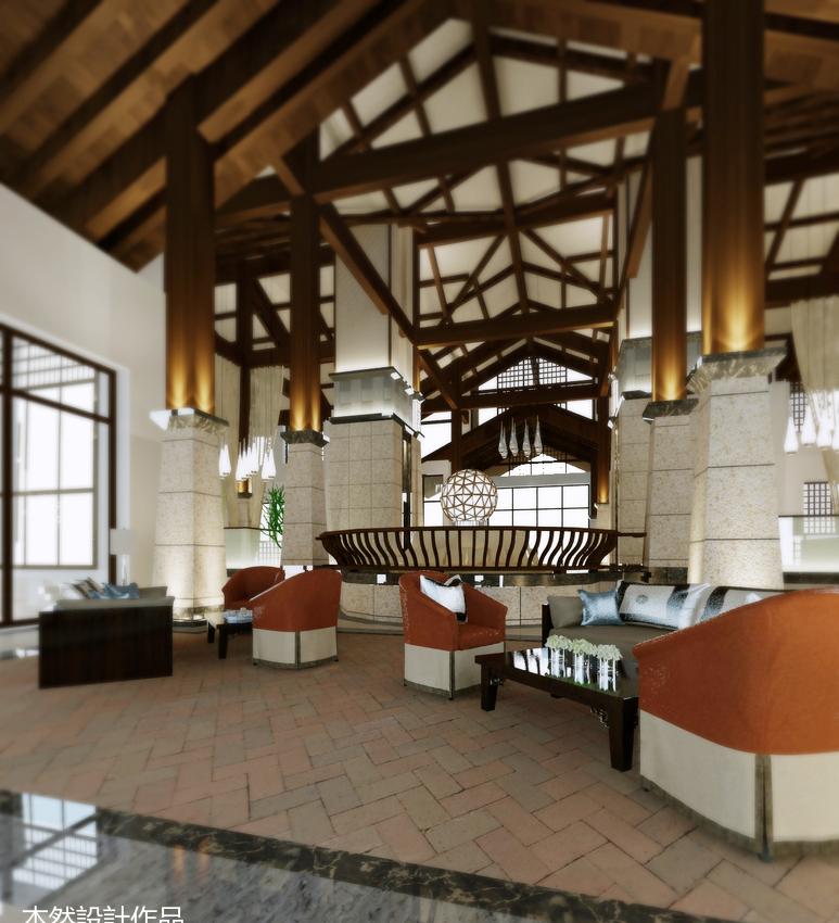 温泉酒店会所的挑空水池设计-13